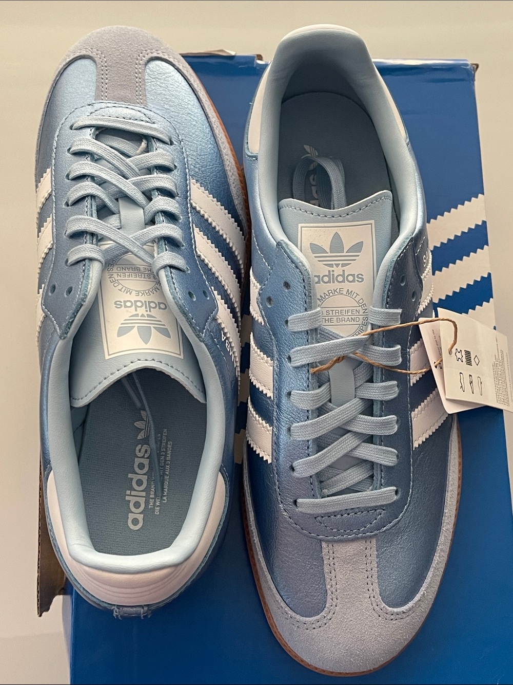 Adidas NWT NEW Samba OG J Metallic Light Blue & White Womens Sneakers size 7 - Picture 10 of 16